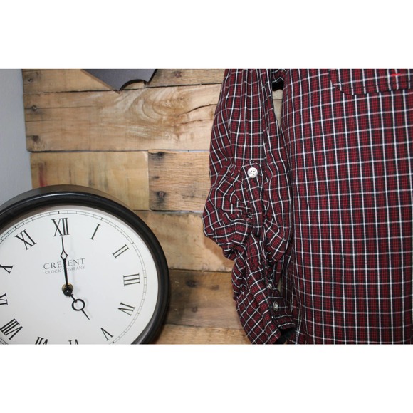 SALE-Point Zero men's cotton long sleeve button up plaid shirt size large - Picture 7 of 13